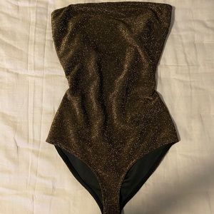Strapless Backless Gold Bodysuit